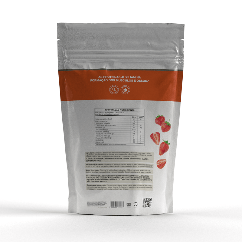 Whey Protein WPC -Pouch 900g Morango - Vitafor